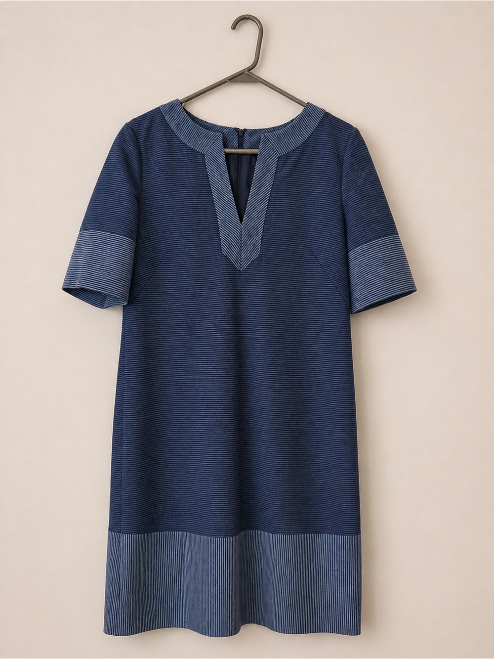 Brooks Brothers Navy Striped Short-Sleeve Tunic Dress